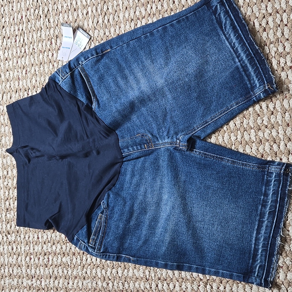 Maternity 5 Pocket Bermuda Shorts Size Medium 8 - 10 Mid Wash Denim Jean Shorts